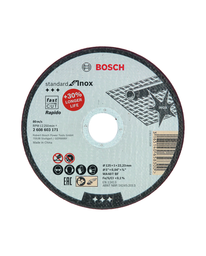 Tarcza prosta 125X1 Standard for Inox – Rapido WA