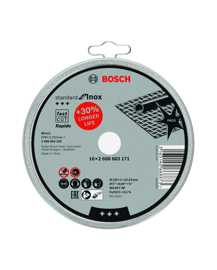 Tarcza tnąc 125×1  PRO INOX prosta, puszka10 szt.