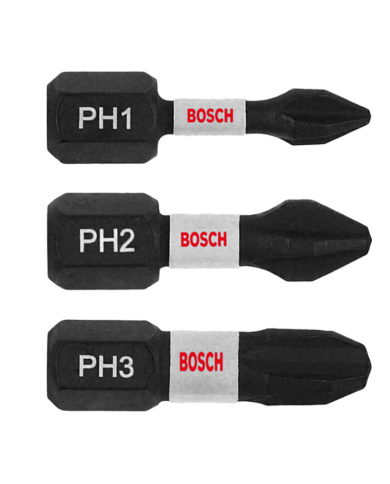 BIT IMPACT 25MM 3XPH1,PH2,PH3