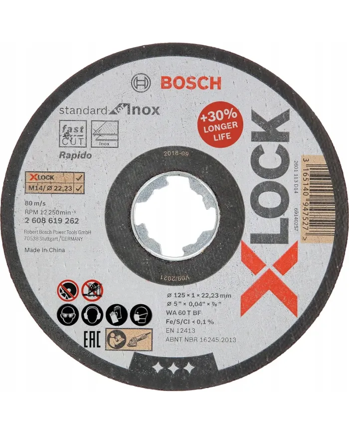 Tarcza do cięcia X-LOCK Standard Inox  125X1X22,2