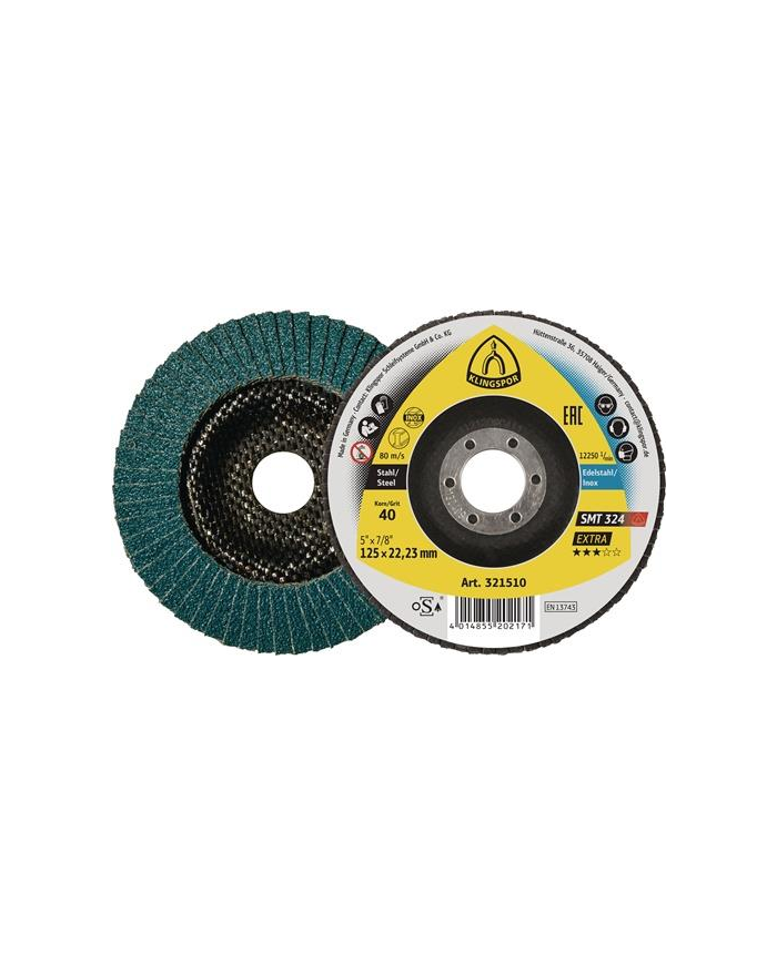 Tarcza lamelowa 125 P80 12st stożk INOX kor.cyrk