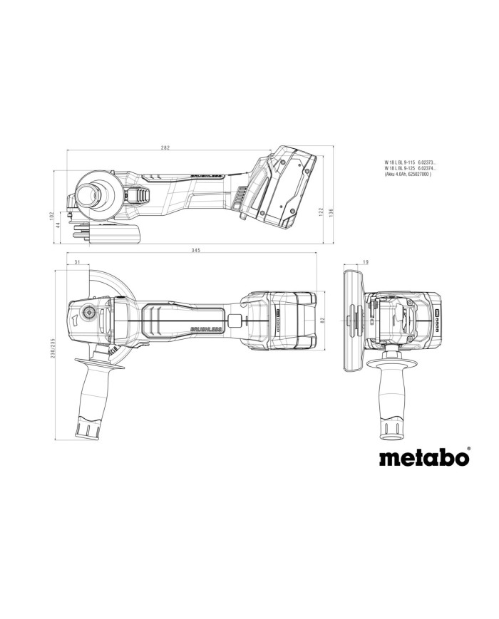 Szlifierka kątowa W 18 L BL 9-125 (Carcass)