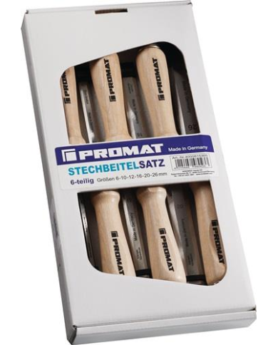 Komplet dłut płaskich 6-26mm uchw.drewn.grab 6szt