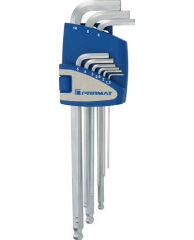 Zestaw kl.trzpien. 9szt 1.5-10mm dł. gł.kulista