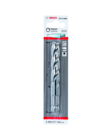 Wiertło spiralne HSS 8,0 mm 8 x 75 x 117 mm