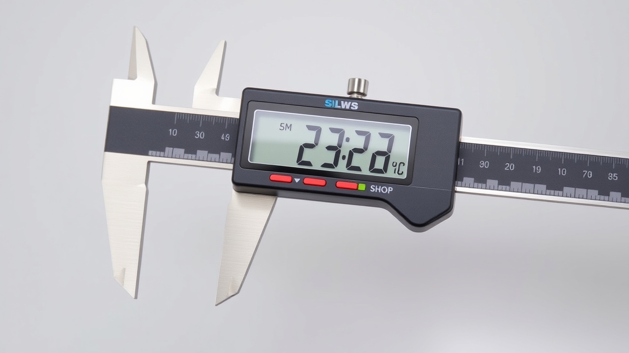 Wyświetlacz cyfrowy suwmiarki pokazuje odczyt pomiaru.
